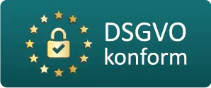 DSGVO konformes Symbol mit Schloss und Sternen.